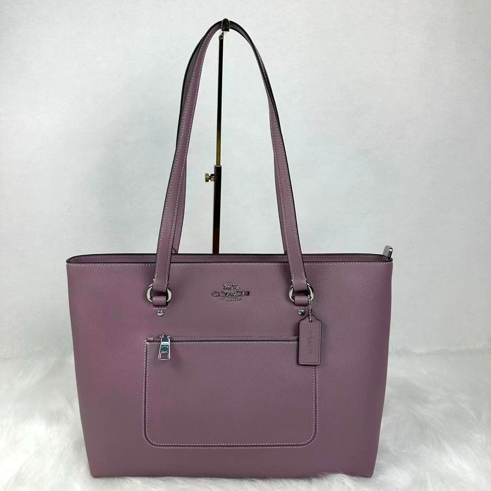 Coach Station Tote Bag In Crossgrain Leather/Silver/Jasmine CCD71 NWT